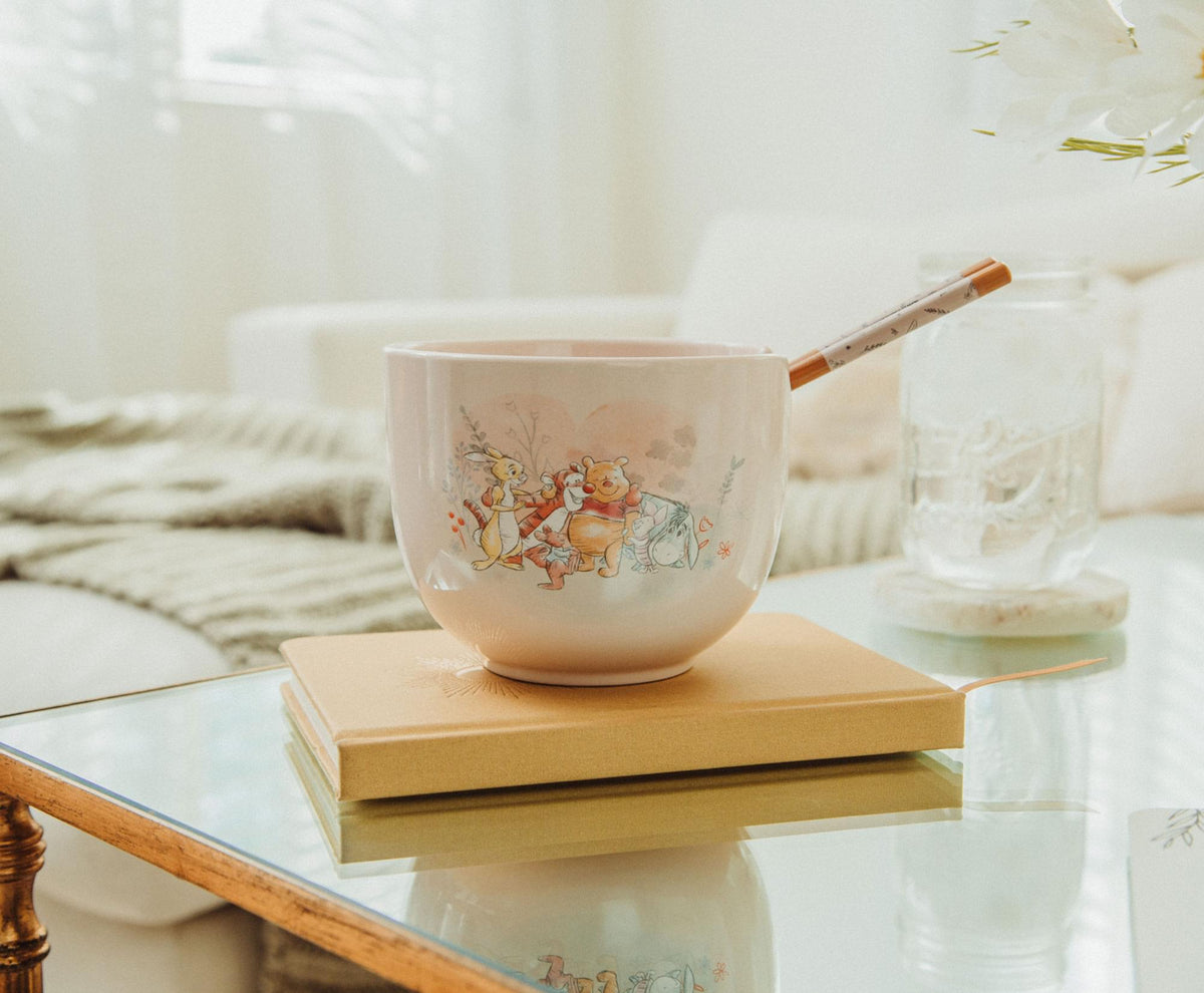 Disney Winnie the Pooh Storybook 20-Ounce Ceramic Ramen Bowl and Chopstick Set