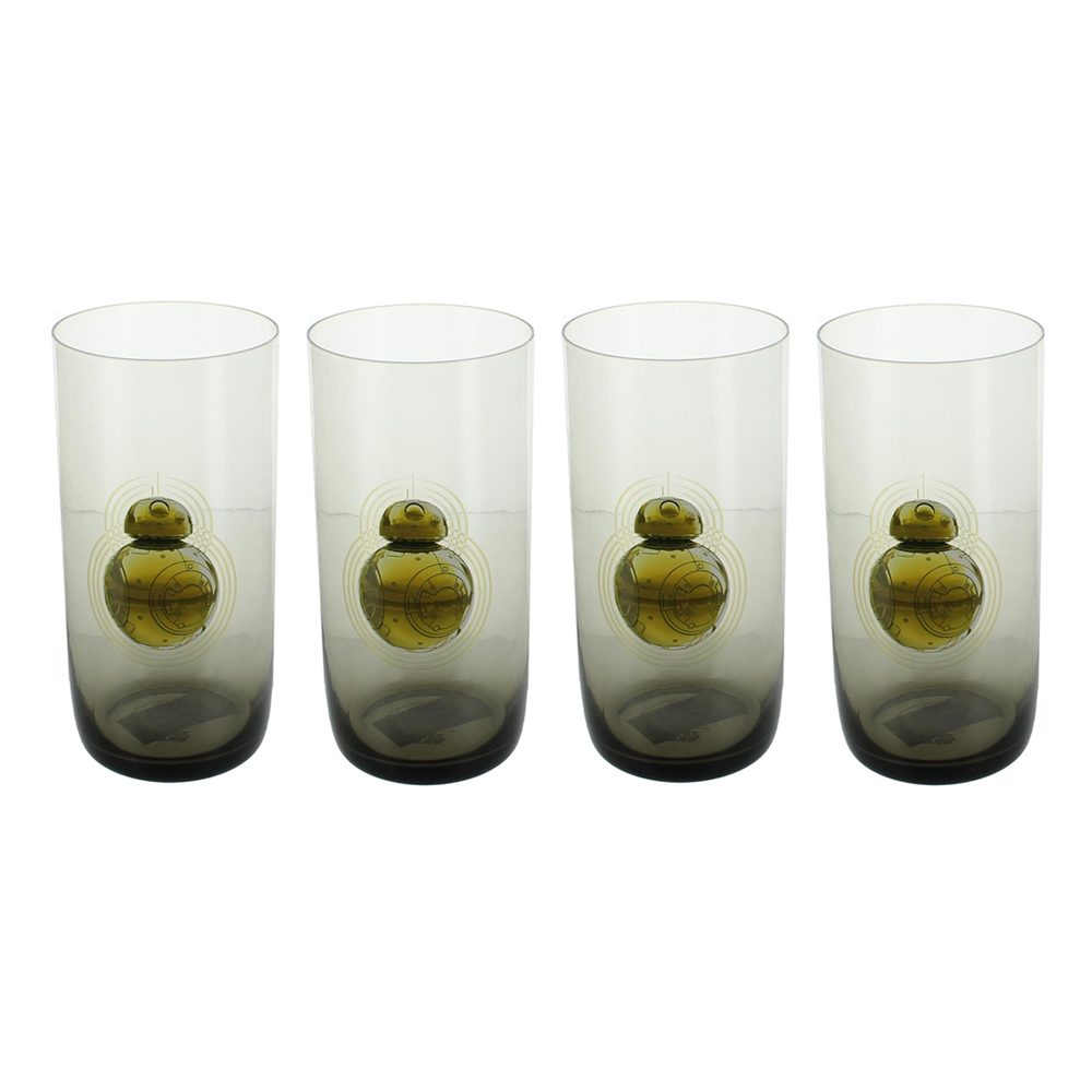 Star Wars Bb-8 20Oz Black Glass Tumbler Set Of 4
