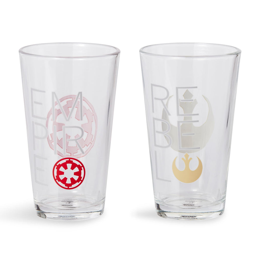 Star Wars 16oz Pint Glasses - Rebel & Empire Symbols - 2 Set