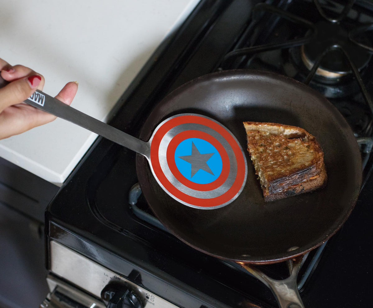 Marvel Captain America Shield Colored Flat Stainless Steel Wide Head Spatula