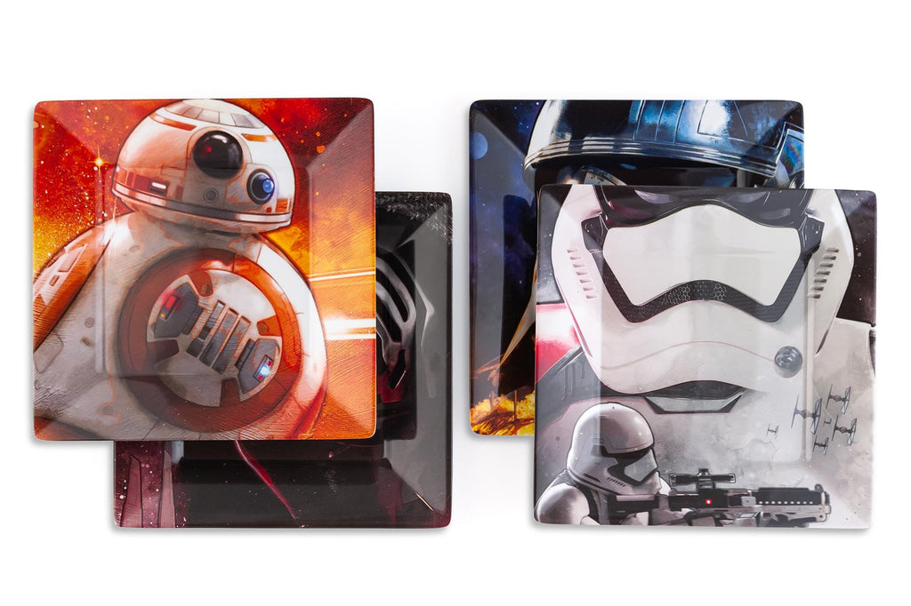 Star Wars Melamine Plate Set - 4 Pieces - Stormtrooper, Kylo Ren, and BB8