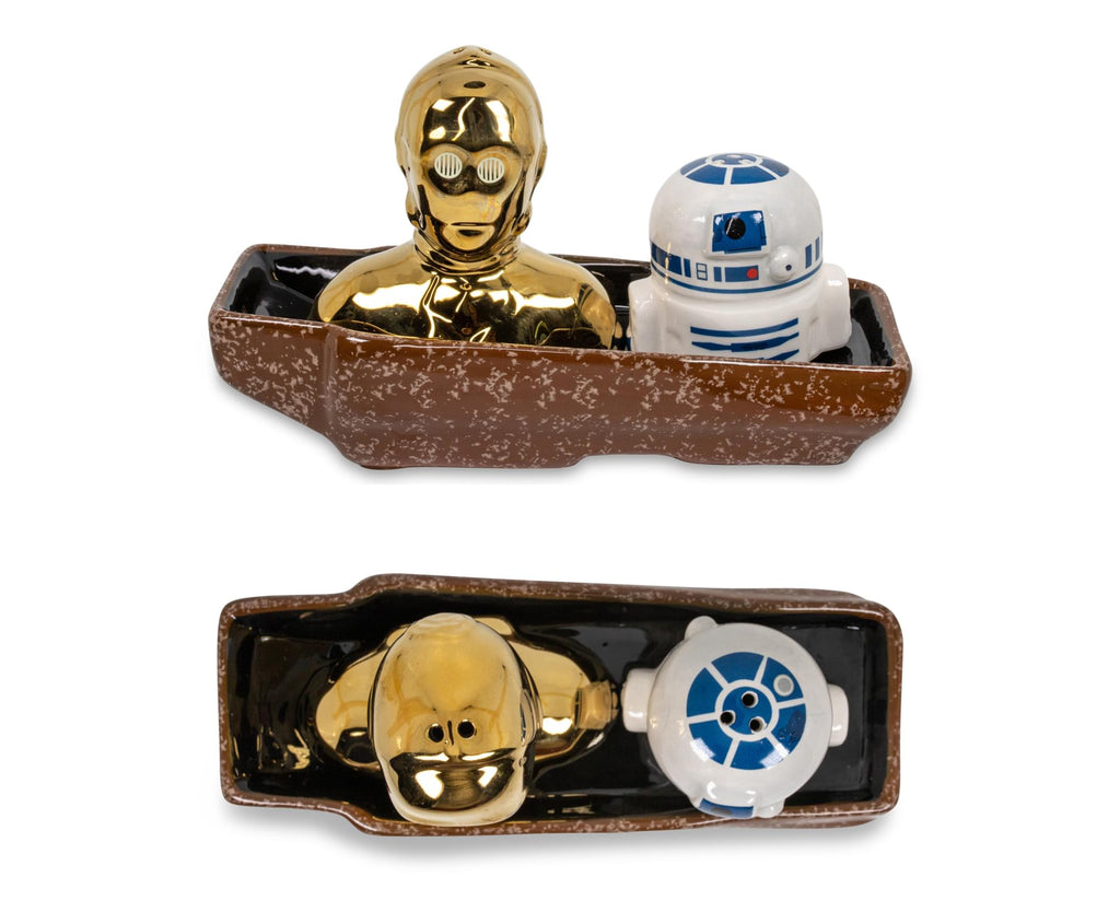 Star Wars C-3PO and R2-D2 Ceramic Shaker Set with Sandcrawler Display Tray