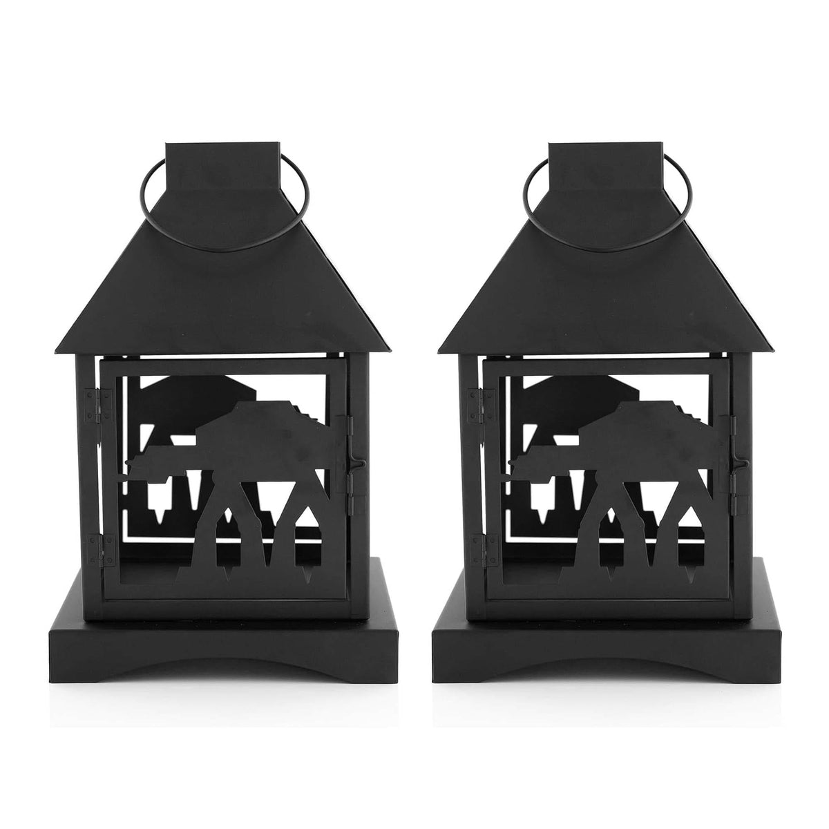 Star Wars Black Stamped Lantern | Imperial AT-AT | 12 Inches | Set of 2