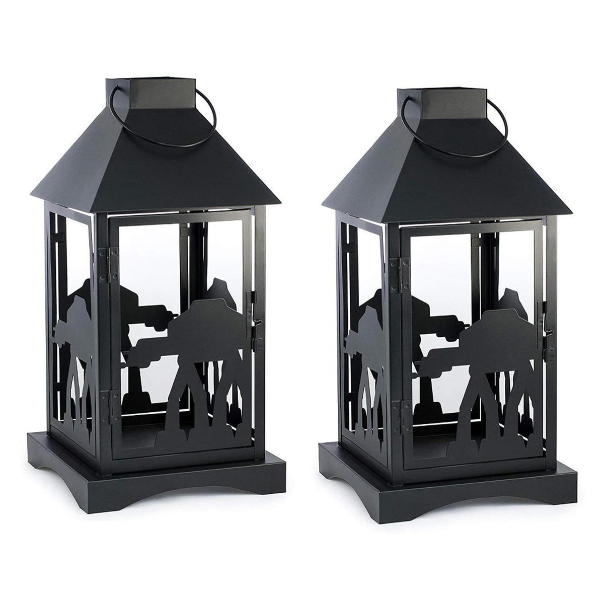 Star Wars Black Stamped Lantern | Imperial AT-AT | 14 Inches | Set of 2