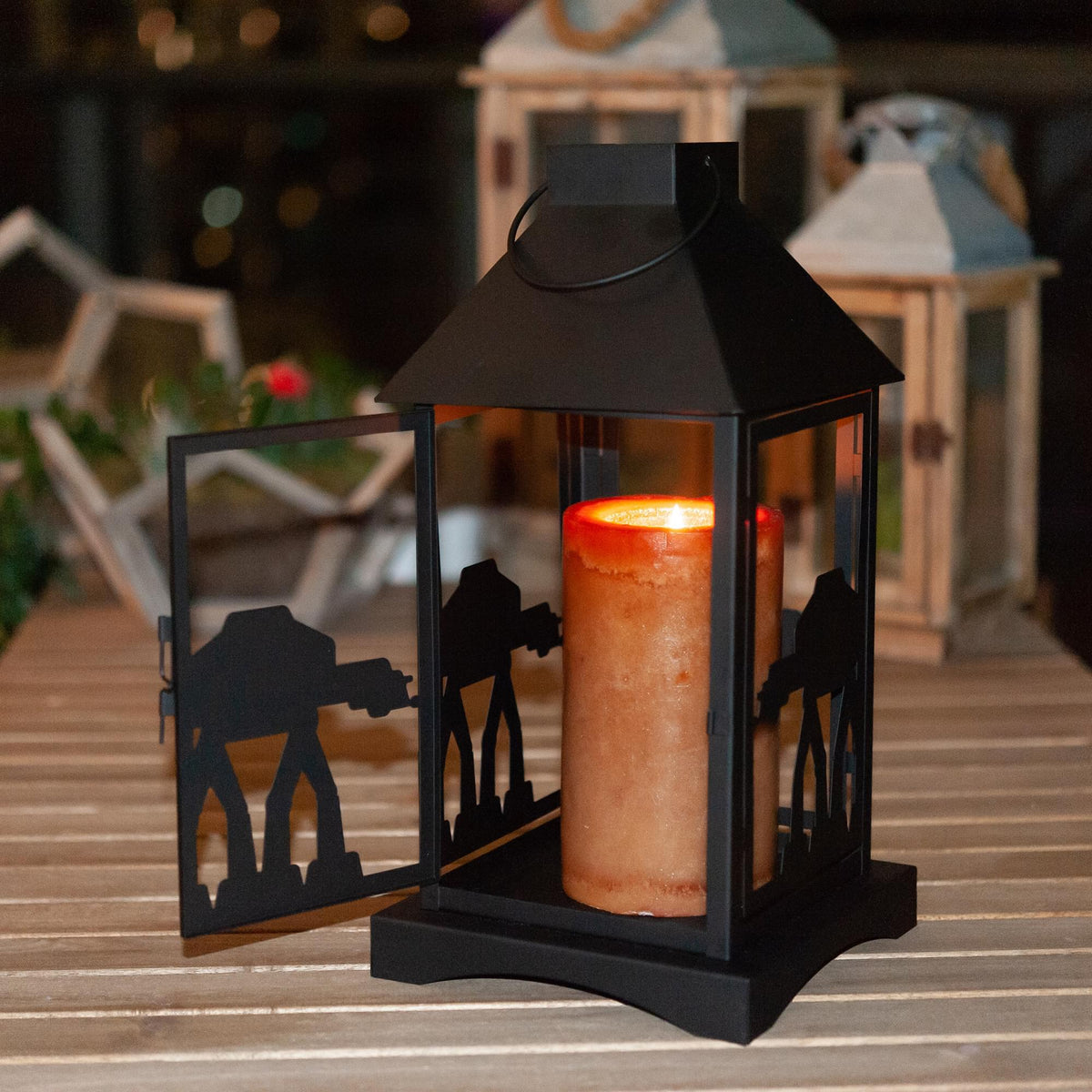 Star Wars Black Stamped Lantern | Imperial AT-AT | 14 Inches | Set of 2