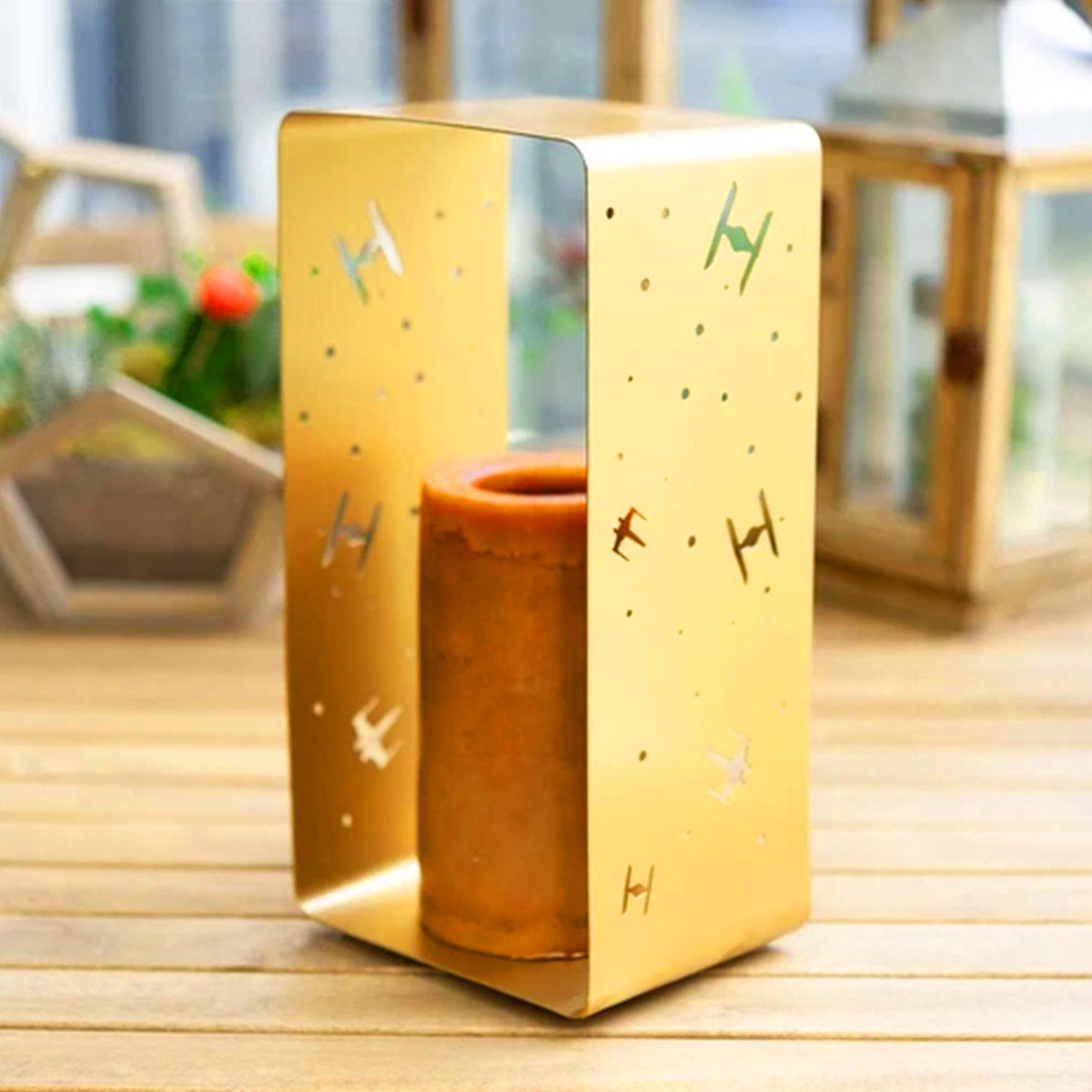Star Wars Gold Stamped Lantern | X-Wing & TIE Fighters | 11.5 Inches | Set of 2