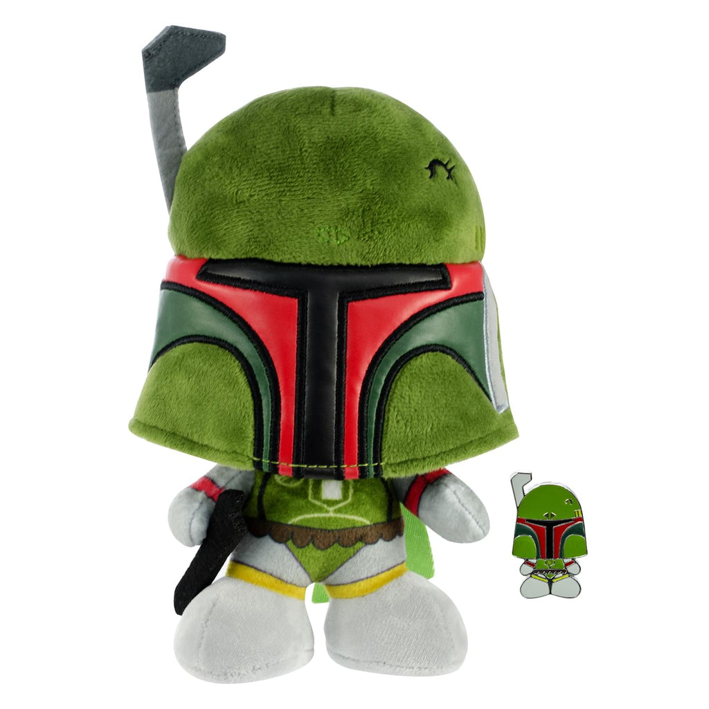 Star Wars Stylized 7 Inch Plush w/ Enamel Pins | Set of 2 | Yoda & Boba Fett