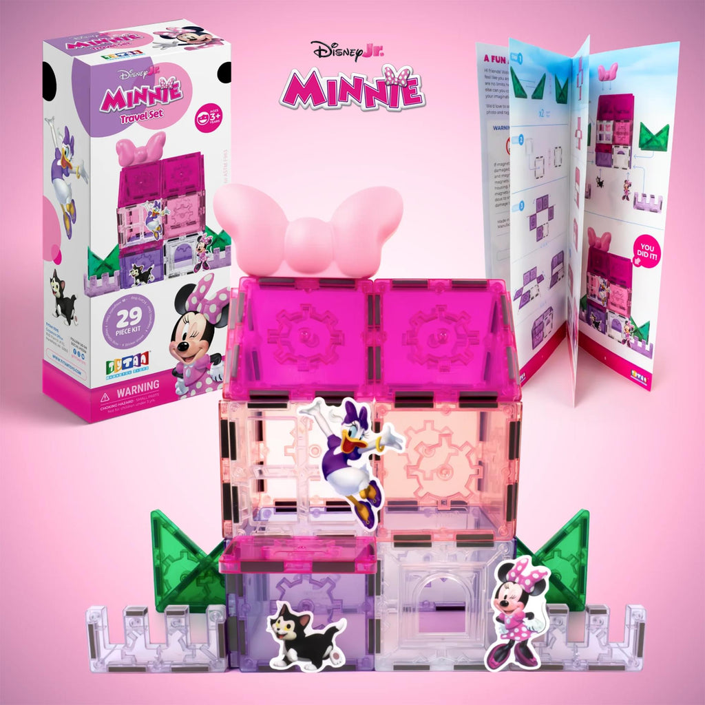 Disney Junior Minnie Mouse 29-Piece Magnetic Tile Travel Set